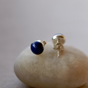 Lapis Lazuli Stud Earrings, Sterling Silver Lapis Studs, 6mm Size Classic Gemstone Earrings, Handmade Jewelry image 5