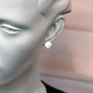 Silver Square Earrings, Sterling Silver Geometric Jewelry, Simple Post Earrings, Minimalist Jewelry image 2