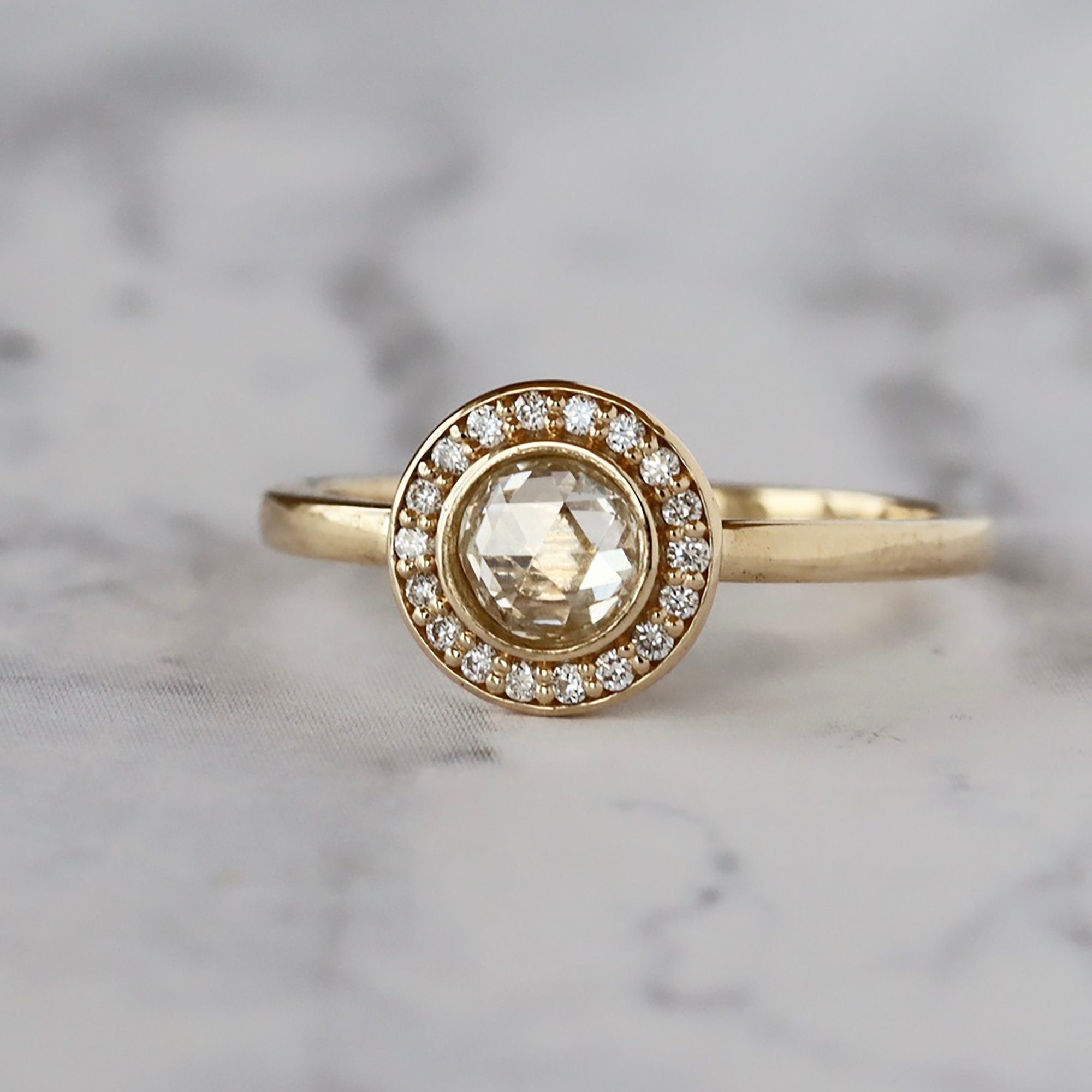 ALICE | Round-Brilliant Cut Diamond Halo Studs in Rose Gold (1.35ct tw.)