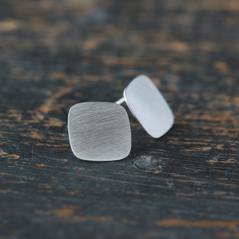 Silver Square Earrings, Sterling Silver Geometric Jewelry, Simple Post Earrings, Minimalist Jewelry image 4