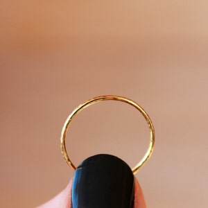 18k Yellow Gold Stacking Ring, Skinny Hammered Gold Ring, High Karat Recycled Gold, Slim Wedding Band image 4