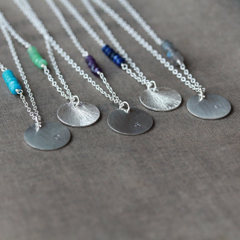 Silver disc necklace personalized Clearance