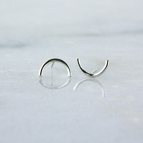 Sterling silver half moon earrings discount