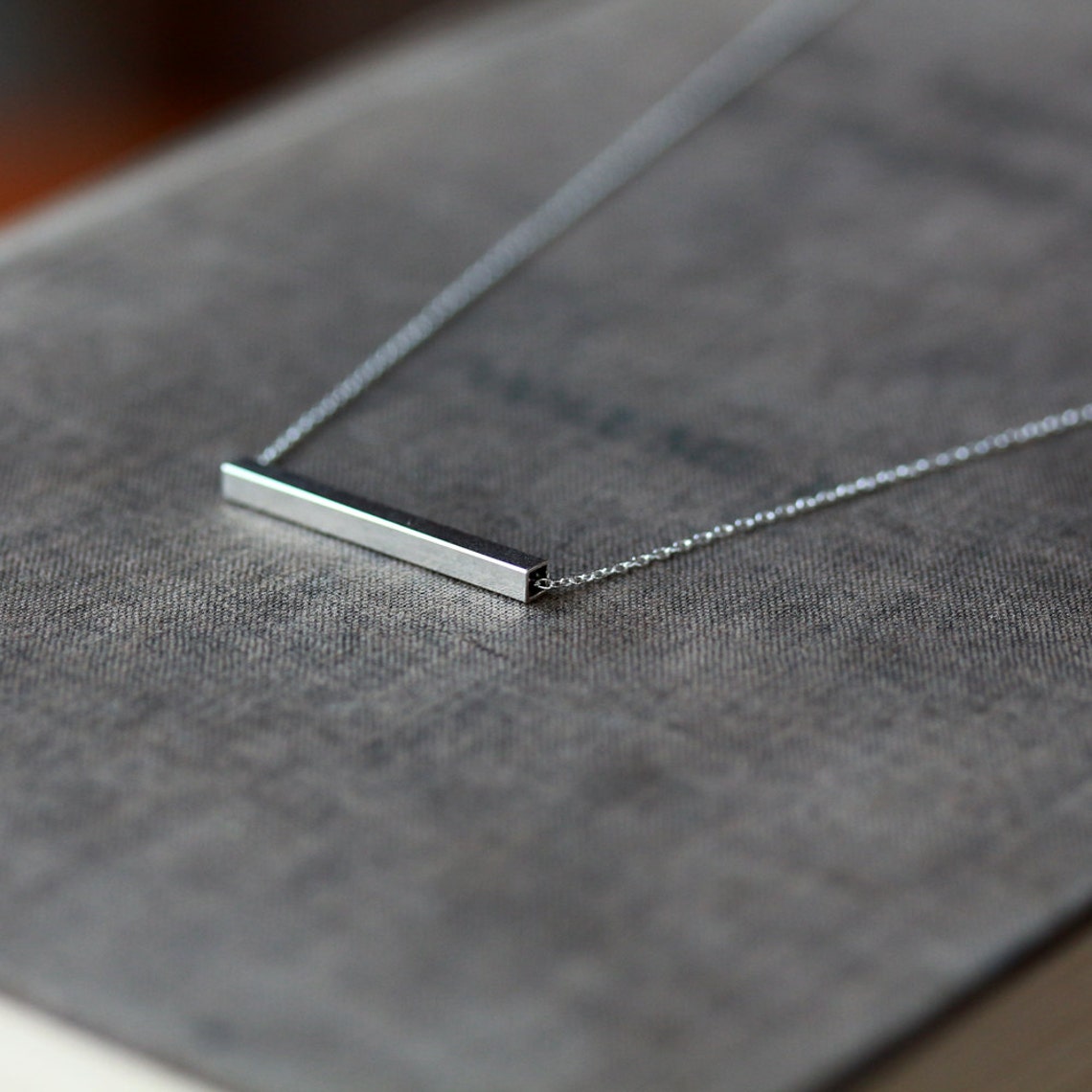 Silver Line Necklace Straight Bar Necklace Sterling Silver Etsy