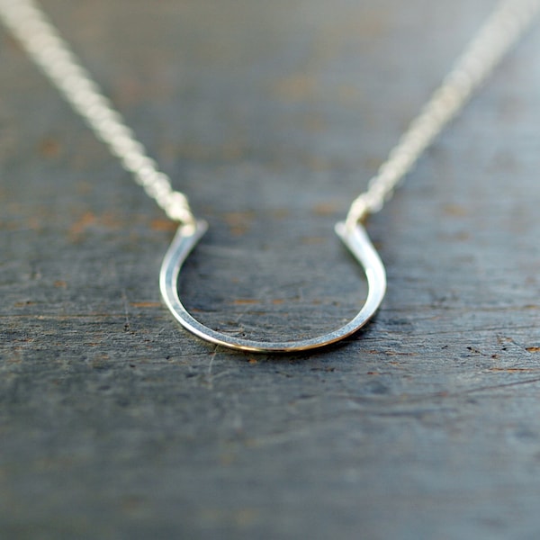Lucky Necklace, Good Luck Necklace, Sterling Silver Horseshoe Pendant, Silver Equestrian Jewelry