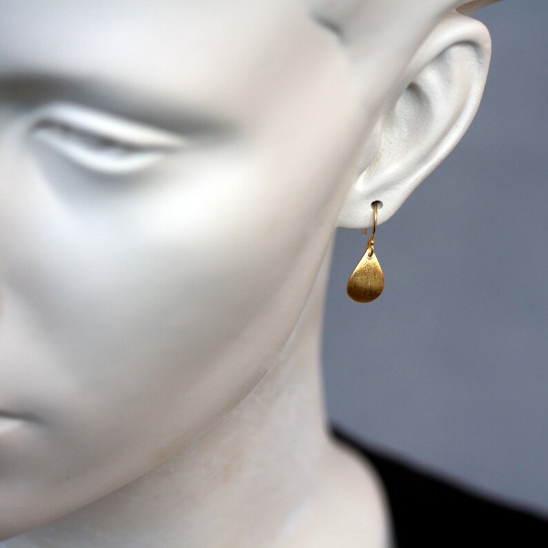 Gold Teardrop Earrings Everyday Sparkle Earrings Gold Curved Etsy