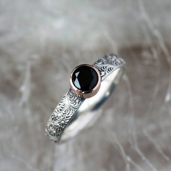 Black Onyx Wrap Spoon Ring with Bead and Scroll Design Sterling Silver Black Onyx Wrap Spoon Ring with Bead and Scroll Design Sterling Silver