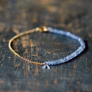 Tanzanite Bracelet Gold, Precious Gemstone Bracelet, 14k Gold Filled Chain, December Birthstone Jewelry