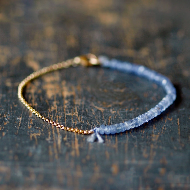 Tanzanite Bracelet Gold, Precious Gemstone Bracelet, 14k Gold Filled Chain, December Birthstone Jewelry image 1