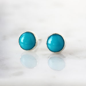 Turquoise Stud Earrings, Sleeping Beauty Turquoise, Sterling Silver Gemstone Studs, December Birthstone Earrings image 5