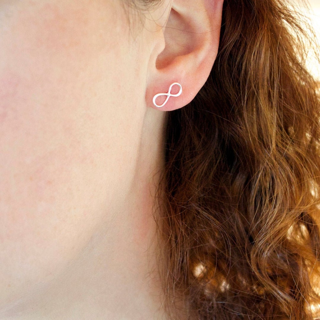 Silver Infinity Studs, Figure Eight Figure 8 Sterling Silver