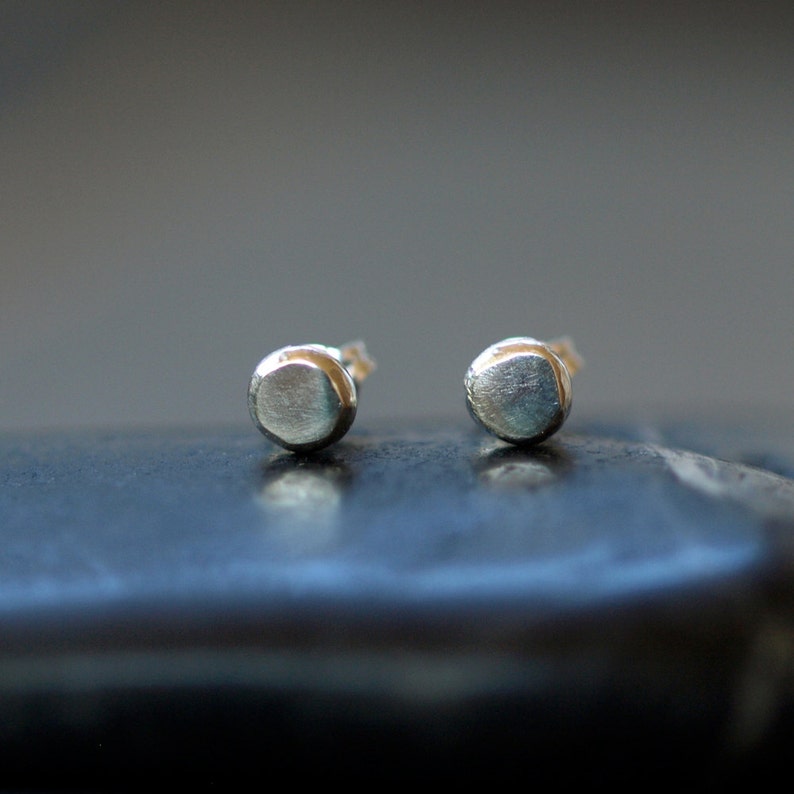 Silver Dot Earrings, Pebble Earrings, Organic Shape Recycled Silver Studs, Round Dot Earrings, Small Circle Earrings image 5