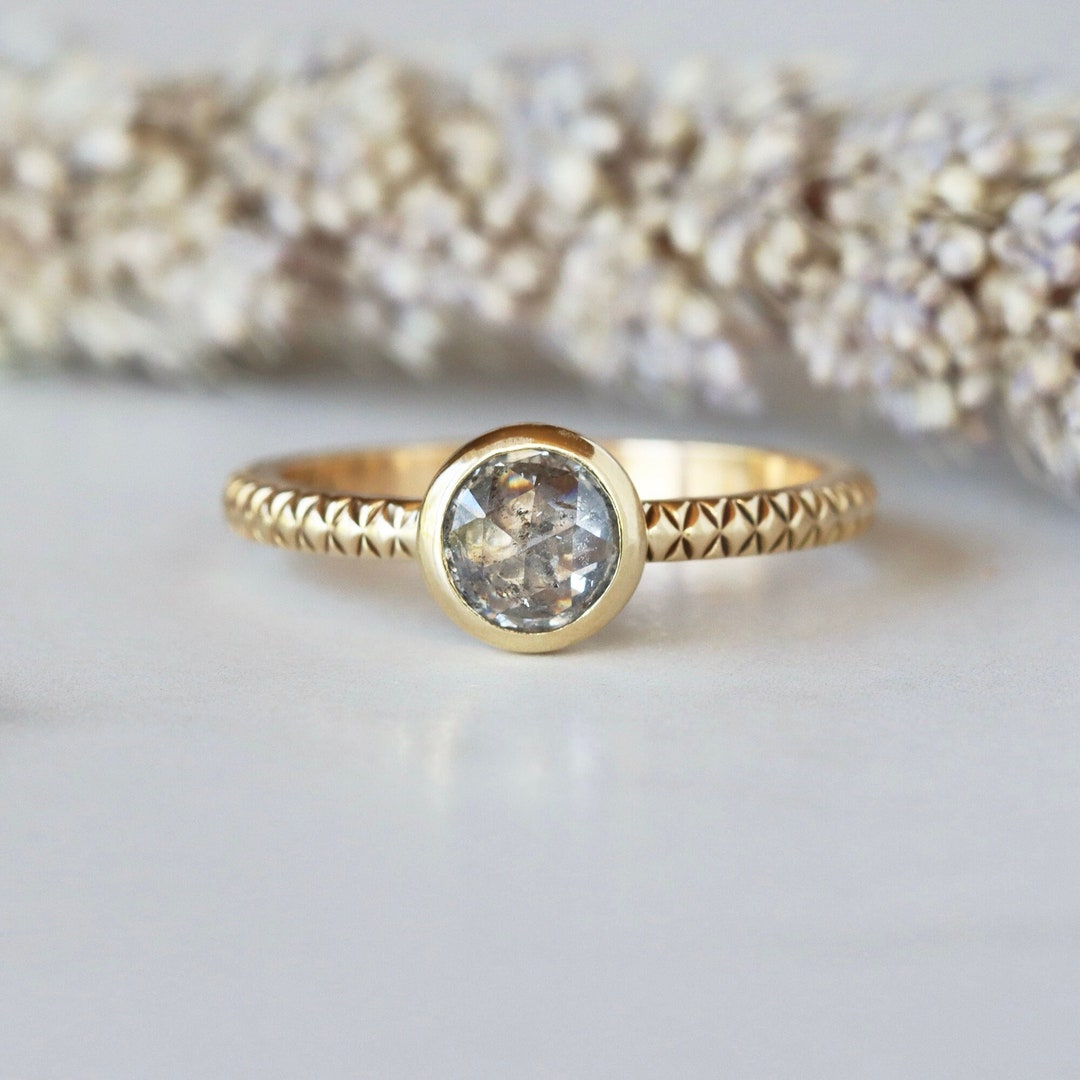 Salt and Pepper Galaxy Diamond Ring Solid 14k Gold Arrow Etsy