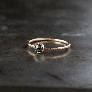 Black Diamond Stacking Ring Rose Cut Diamond in 14k Solid - Etsy