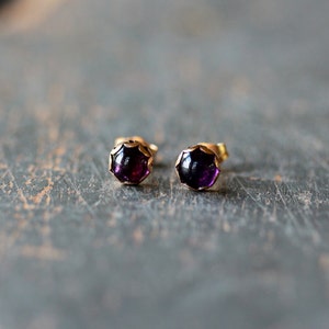 Amethyst Stud Earrings, February Birthstone Gemstone Studs, Amethyst Earrings, 14k Gold Filled Posts image 4