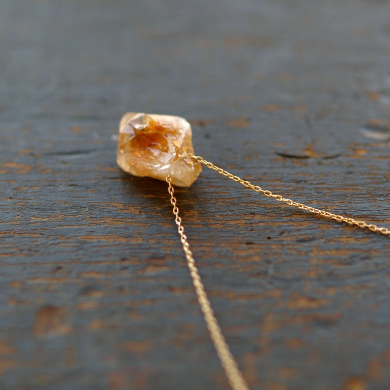 Raw Citrine Necklace, 14k Gold Fill or Sterling Silver, Raw Crystal Pendant Necklace, November Birthstone, Rough Crystal Point image 4