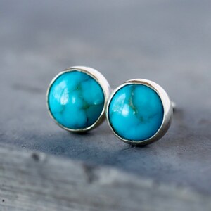 Sterling and Turquoise Traditional Round Studs