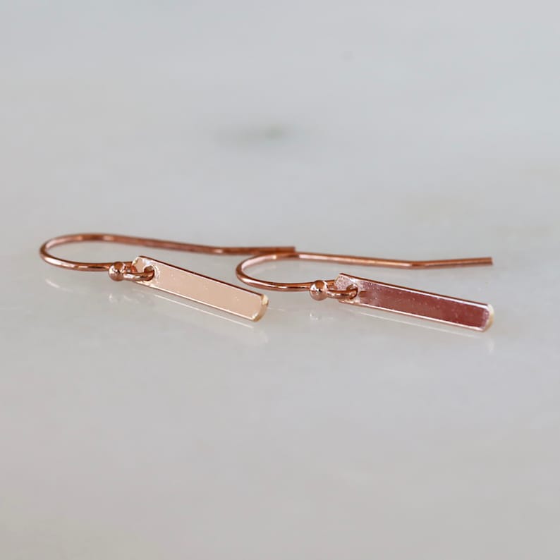 Rose Gold Bar Earrings 14k Rose Gold Filled Lightweight Etsy