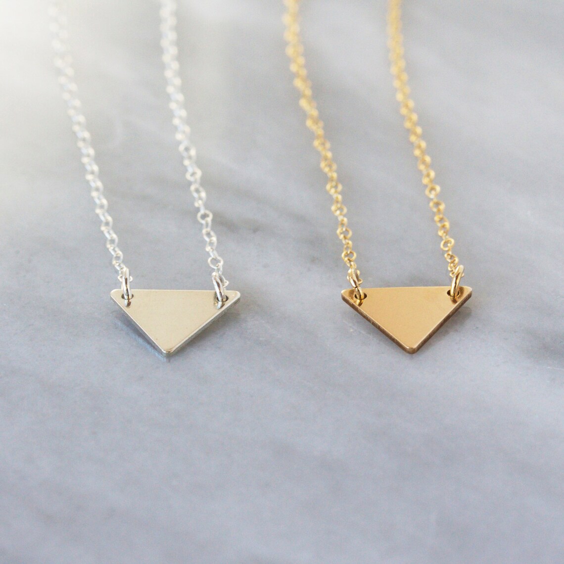 Small Triangle Necklace Sterling Silver or 14k Gold Filled - Etsy