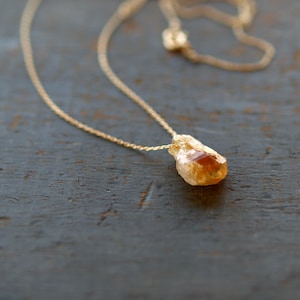 Raw Citrine Necklace, 14k Gold Fill or Sterling Silver, Raw Crystal Pendant Necklace, November Birthstone, Rough Crystal Point image 5