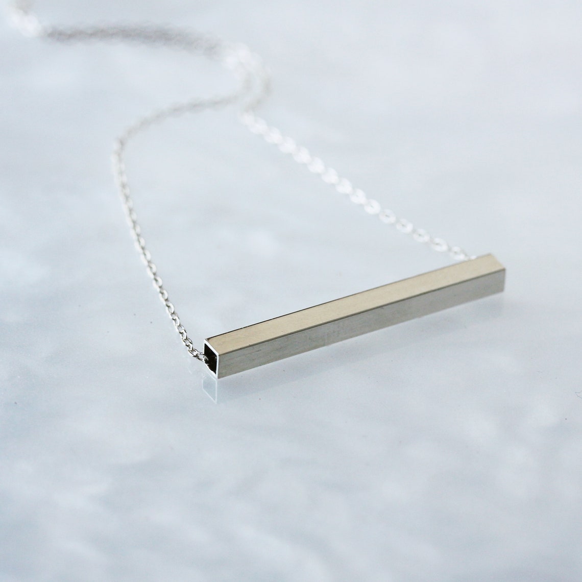 Silver Line Necklace Straight Bar Necklace Sterling Silver Etsy