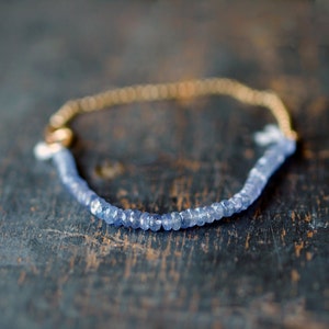 Tanzanite Bracelet Gold, Precious Gemstone Bracelet, 14k Gold Filled Chain, December Birthstone Jewelry image 2