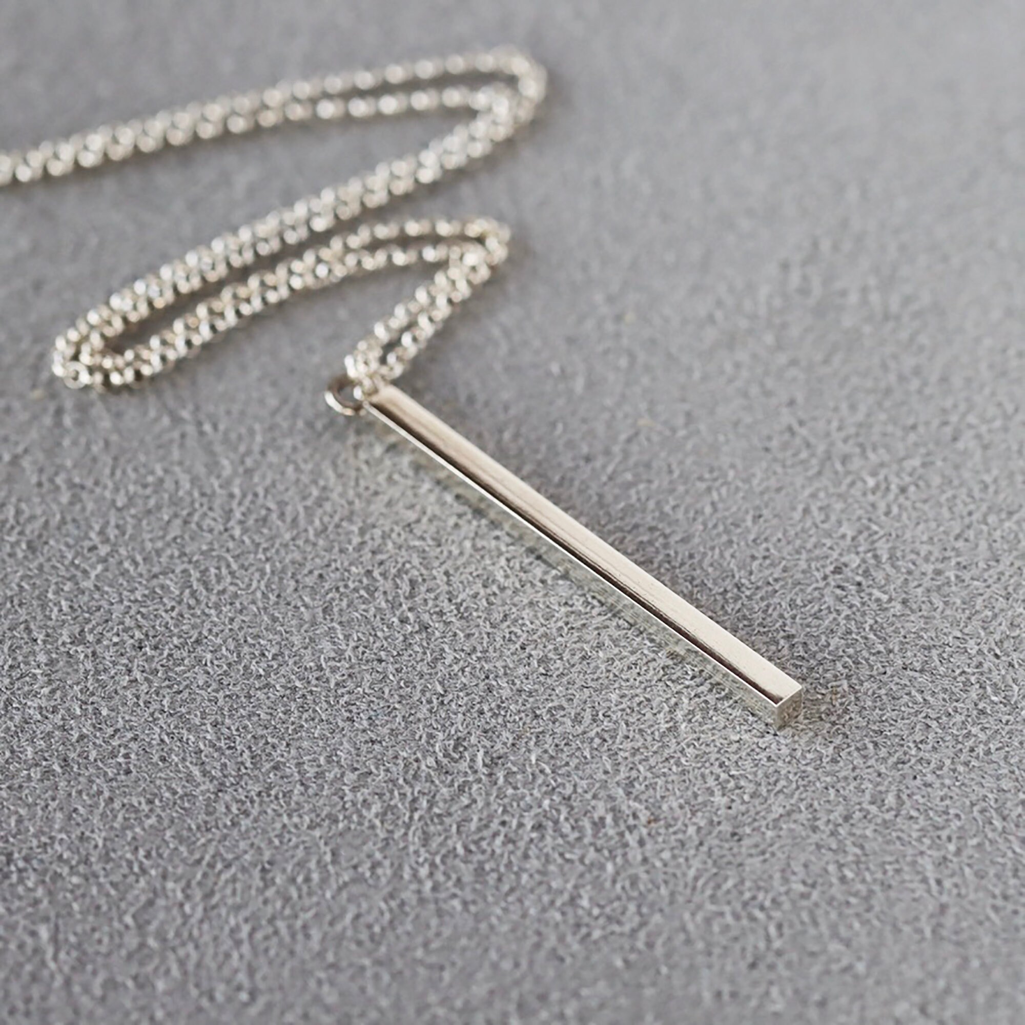 バーネックレス★Silver Wide / Long Bar Necklace Silver Bar Necklace, Vertical Bar Pendant, Sterling Silver