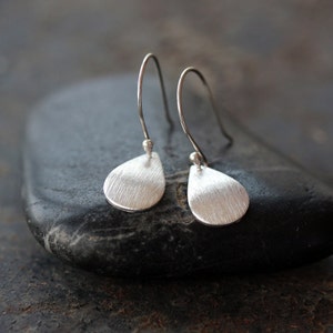 Brushed Sterling Silver Teardrop Earrings: Modern Minimalist Jewelry