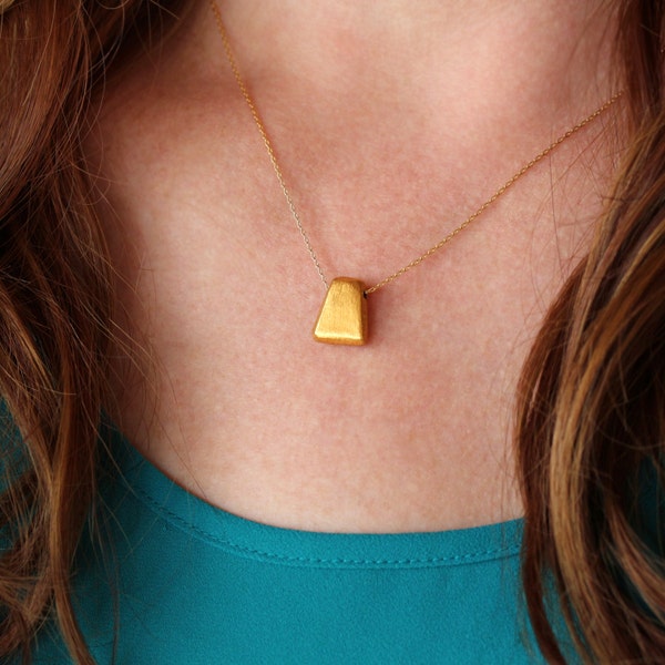 Gold Triangle Necklace, 14k Gold Filled Layering Jewelry, Gold Blade Pendant