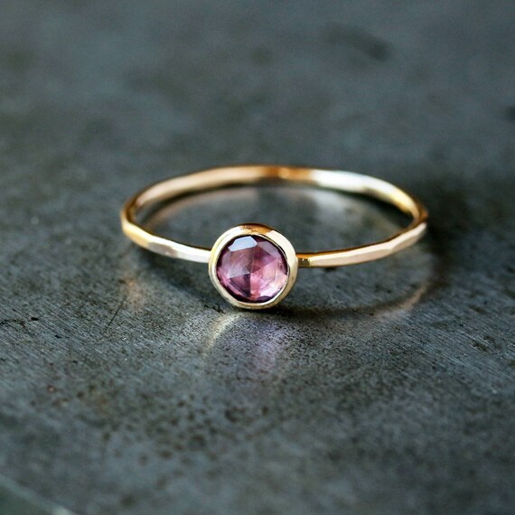 Ring: Pink Sapphire Large Round 14kt Gold