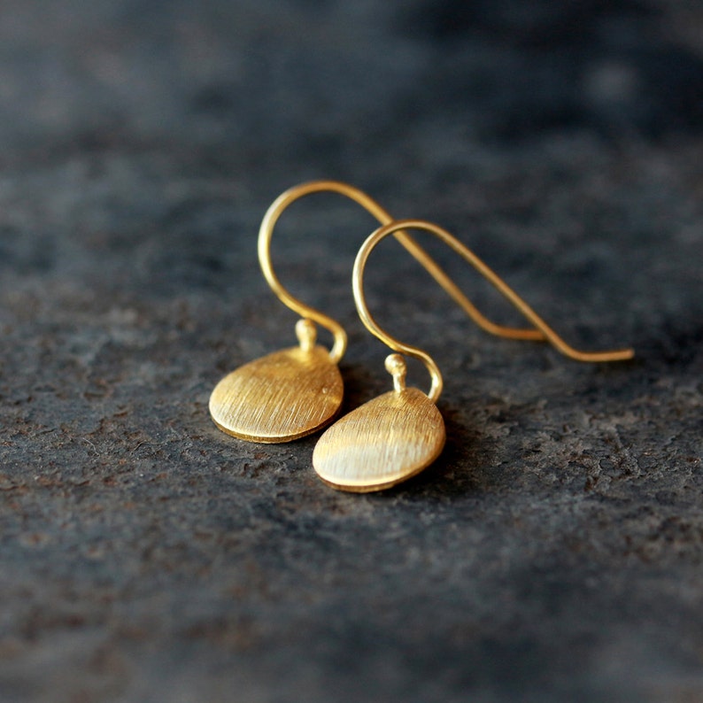 Gold Teardrop Earrings Everyday Sparkle Earrings Gold Curved Etsy