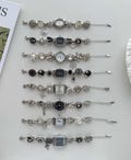 Punk Silver Charm Watch Bracelet,Black White Dial Timepiece Jewelry,Handmade Retro Aesthetic Wristwatch,Gothic Gift  Idea for Women product logo