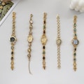 Vintage Natural Stone Gold Watch Bracelet,Custom Colorful Retro Wristwatch,Handmade Small Dial Womens Watch,Unique Gift for Her product logo