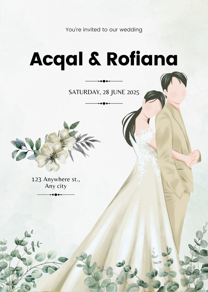 Wedding invitation; simple; flower