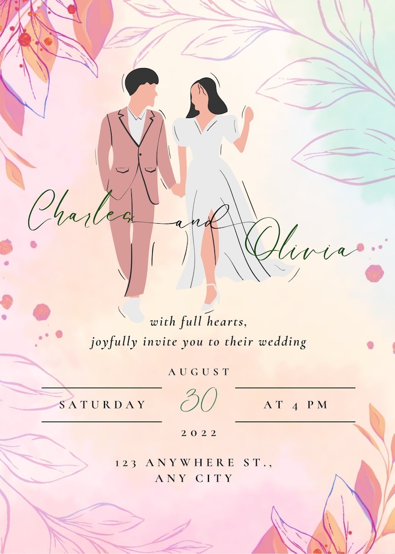 Wedding invitation; simple; flower