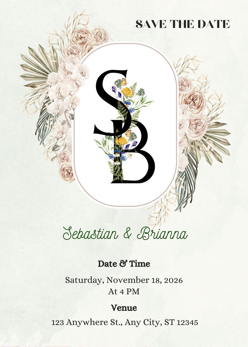 Wedding invitation; simple; flower