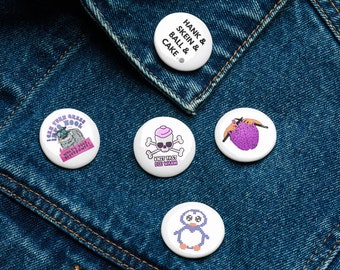 Set of Fun Pin Buttons Designed By KnitHacker