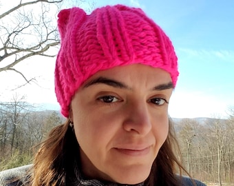 Hot Pink Knit Pussy Hat - FREE SHIPPING!