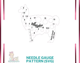 Llama Knitting Needle Gauge - SVG Vector Pattern For Laser Cutting (US Terms)
