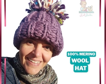 100% Merino Wool Double-Stranded Winter Hat - Warmest Hat You'll Ever Have!