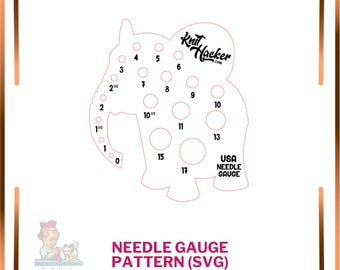 Elephant Knitting Needle Gauge - SVG Vector Pattern For Laser Cutting (US Terms)