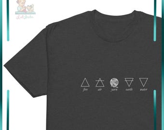 Yarn Sacred Geometry T-Shirt | Fifth Element Knitting Tee | Minimalist Alchemy Gift for Knitter Crocheter | Alchemical Symbols Art Tee