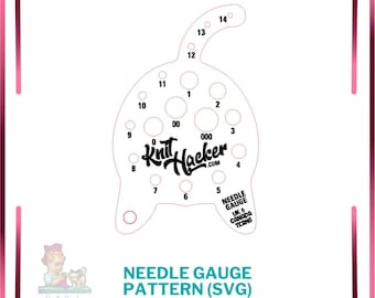 Cat Butt Knitting Needle Gauge - SVG Vector Pattern For Laser Cutting (UK/Canada Terms)