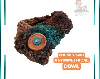 Chunky Asymmetrical Cowl with Big Button
