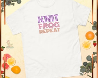Knit Frog Repeat T-Shirt | Funny Knitting Humor Tee for Yarn Lovers