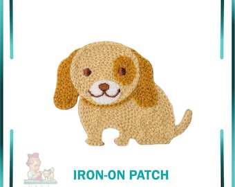 Embroidered Puppy Dog Patch, Glittery Applique, DIY Clothing Decoration, Outfit Accessory