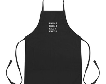 Hank, Skein, Ball & Cake Embroidered Apron For Knitters and Crocheters