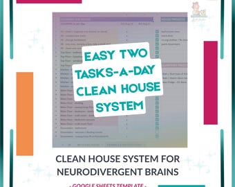 AuDHD/ADHD Cleaning Schedule | Neurodivergent Clean Home System | ADHD House Cleaning Tracker | Executive Function Aid | Task Paralysis Help