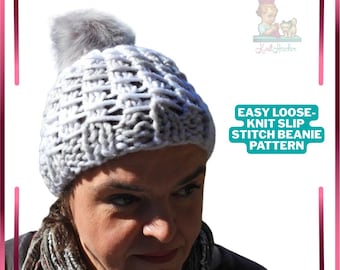 Easy Loose-Knit Slip Stitch Beanie Pattern