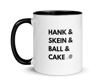 Hank, Skein, Ball & Cake Mug with Color Inside For Knitters and Crocheters